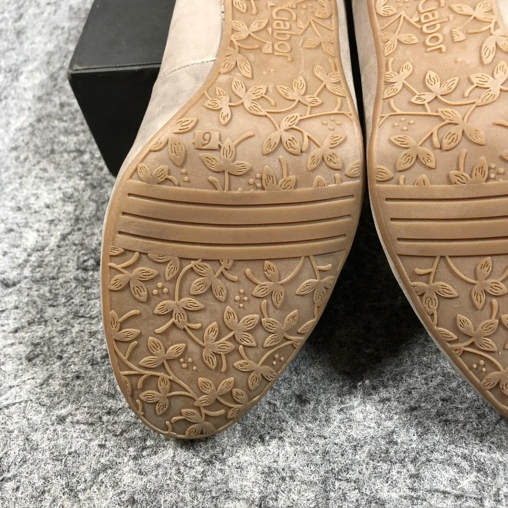 Gabor Comfort Pumps Womens Size 8.5 Beige Leather Block Heel Round Toe Shoes